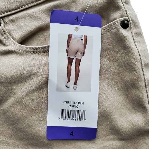 DKNY NWT Bermuda Shorts Chino Tan Color Brushed Cotton Bland Stretchy Size 4 - Picture 4 of 12